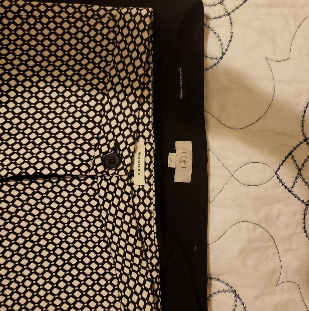 Max Studio Bnwt Black White Pattern Geometric Pant - image 1